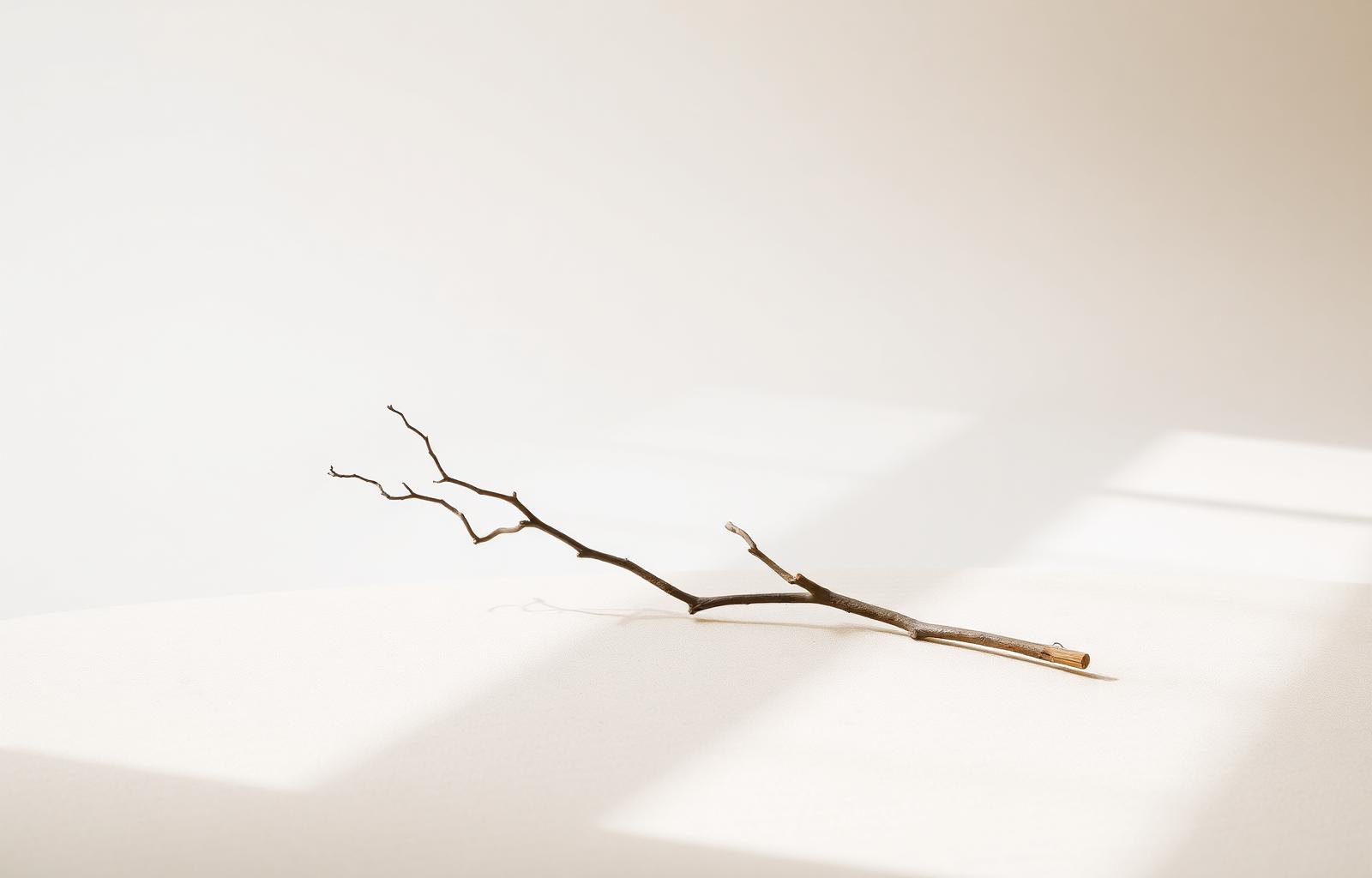 A quiet still life with a single branch
